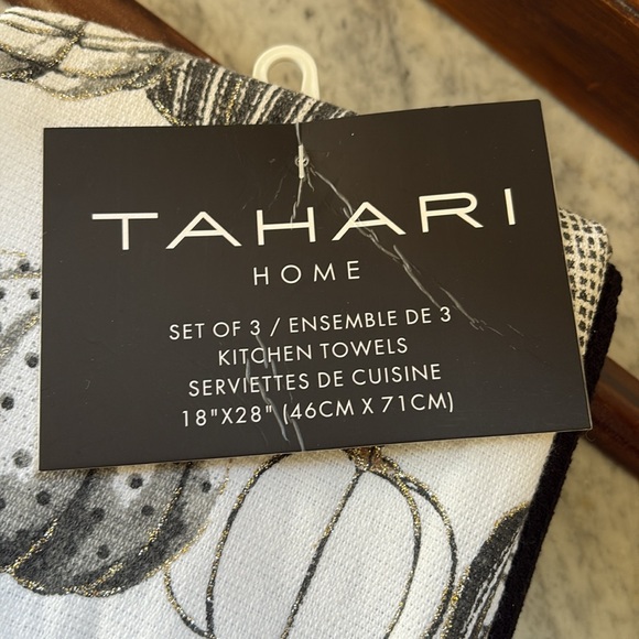 NWT SET/3 Tahari Halloween Black, White Glitter Pumpkin Hand Kitchen Bath Towels - Picture 5 of 5